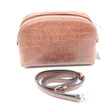 POCHETTE BANDOULIÈRE DOUBLE ZIP EFFET CROCO