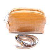 POCHETTE BANDOULIÈRE DOUBLE ZIP EFFET CROCO