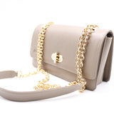 SAC À RABAT EN CUIR EFFET CROCO ANSE CHAÎNE DORÉE