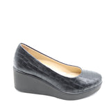 CHAUSSURES COMPENSÉES EN CUIR EFFET CROCO